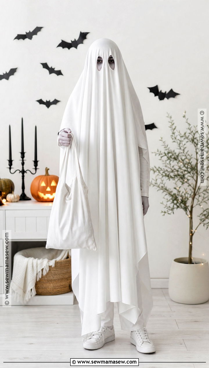 Classic Ghost Costume With A White Sheet - 35 Easy At Home Halloween Costumes