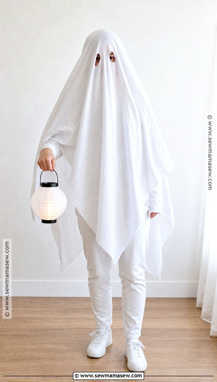 Classic Ghost Costume With White Sheet - 30 Very Simple Halloween Costumes