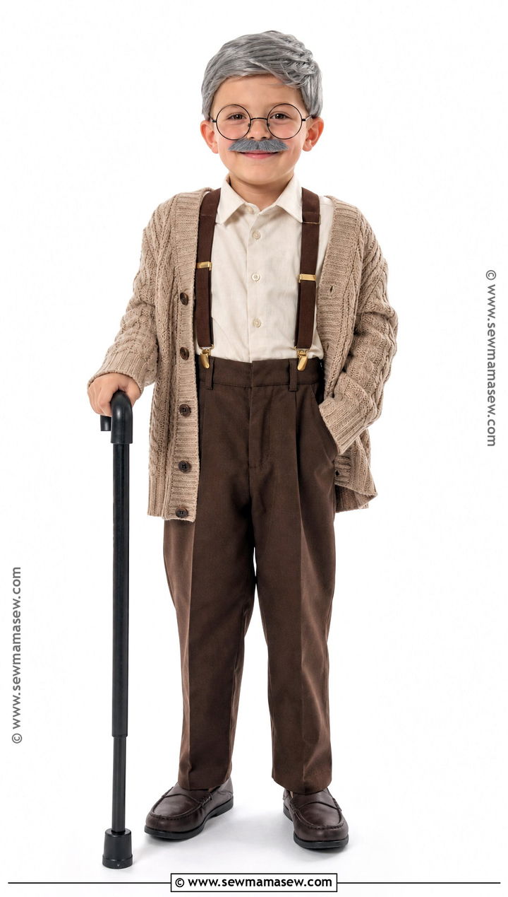Classic Grandpa Costume With Cardigan - 30 old man costume ideas for kids