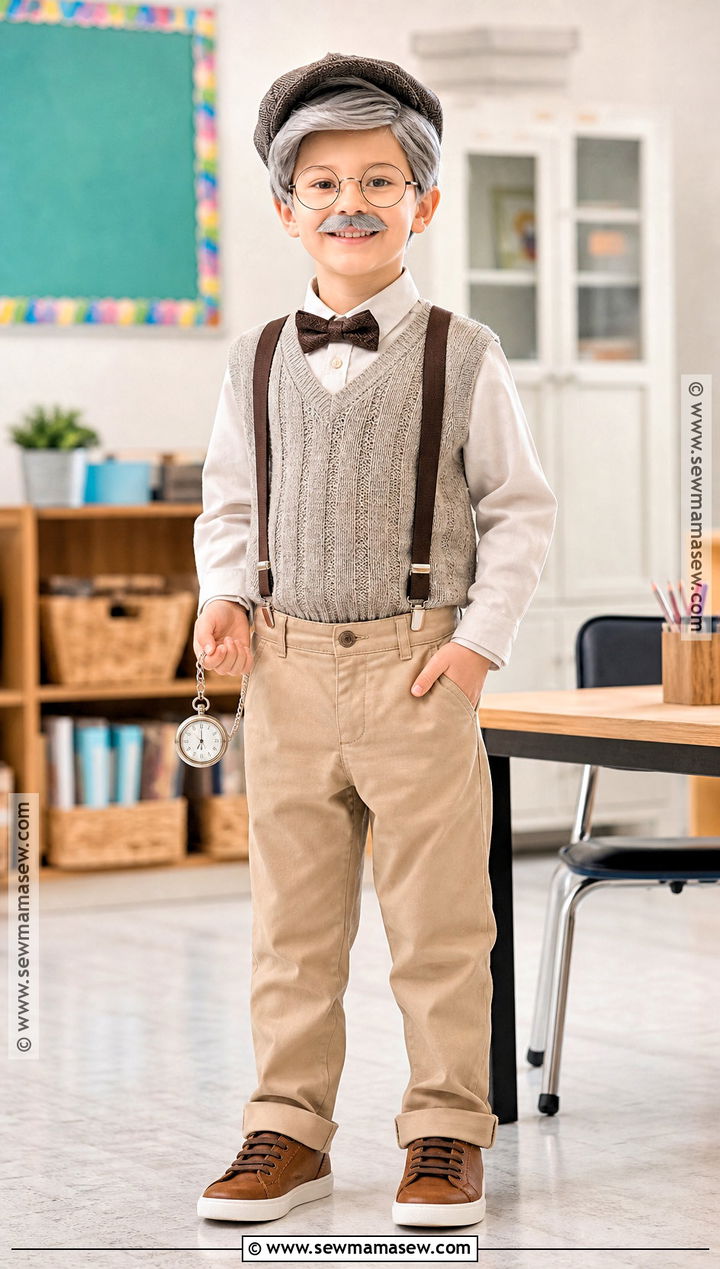 Classic Grandpa Costume With Suspenders - 30 100 days of school dress up ideas for boys