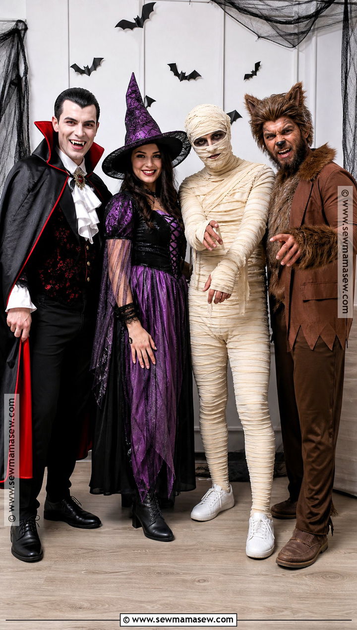 Classic Halloween Monsters Group Costume - 30 costume ideas for 4 for friends