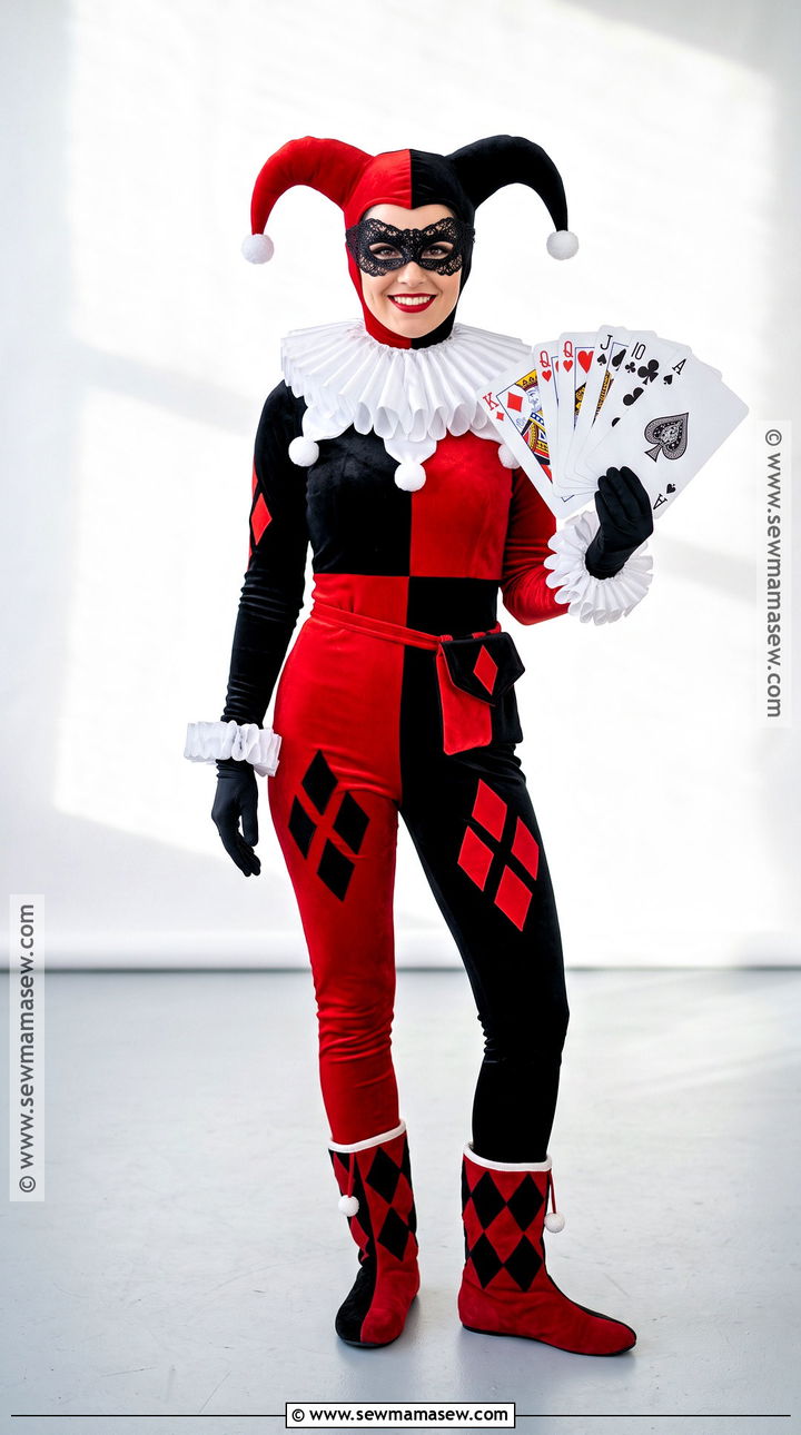 Classic Harley Quinn Jester Costume - 40 batman costume ideas for women