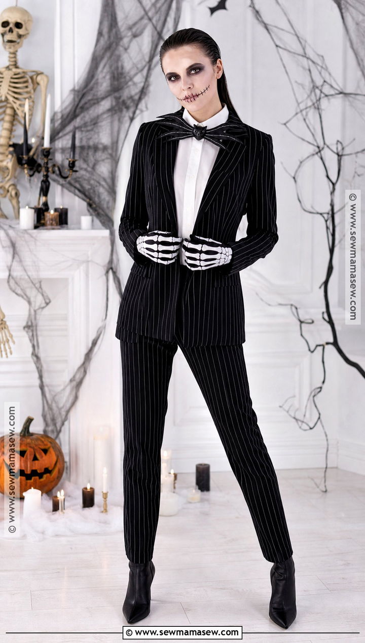 Classic Jack Skellington Costume With Pinstripe Suit - 30 Jack Skellington Costume Ideas for Women