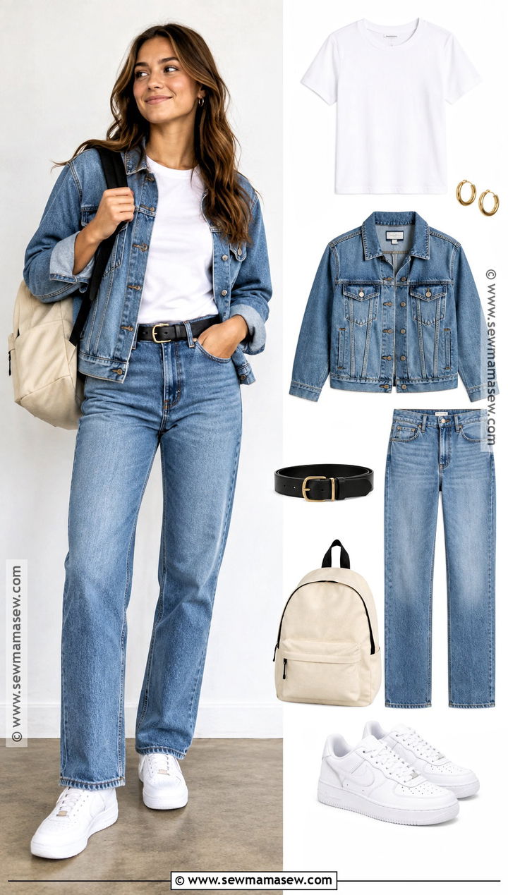 Classic Jeans And White Tee Back To School Outfit - 15 back to school outfit collage ideas
