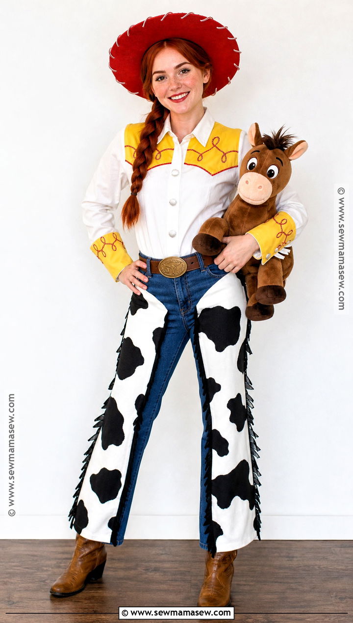 Classic Jessie Costume With Cow Print Chaps - 30 jessie toy story halloween costume ideas