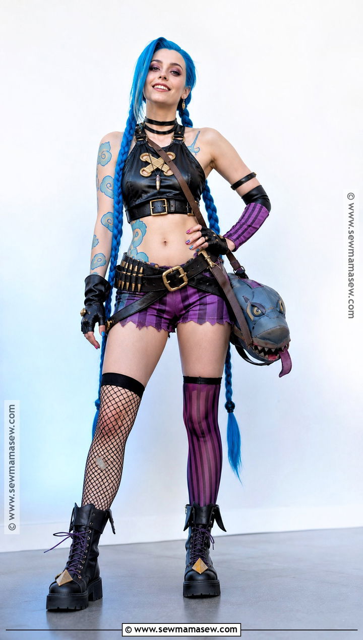 Classic Jinx Cosplay With Purple Shorts - 45 jinx cosplay ideas