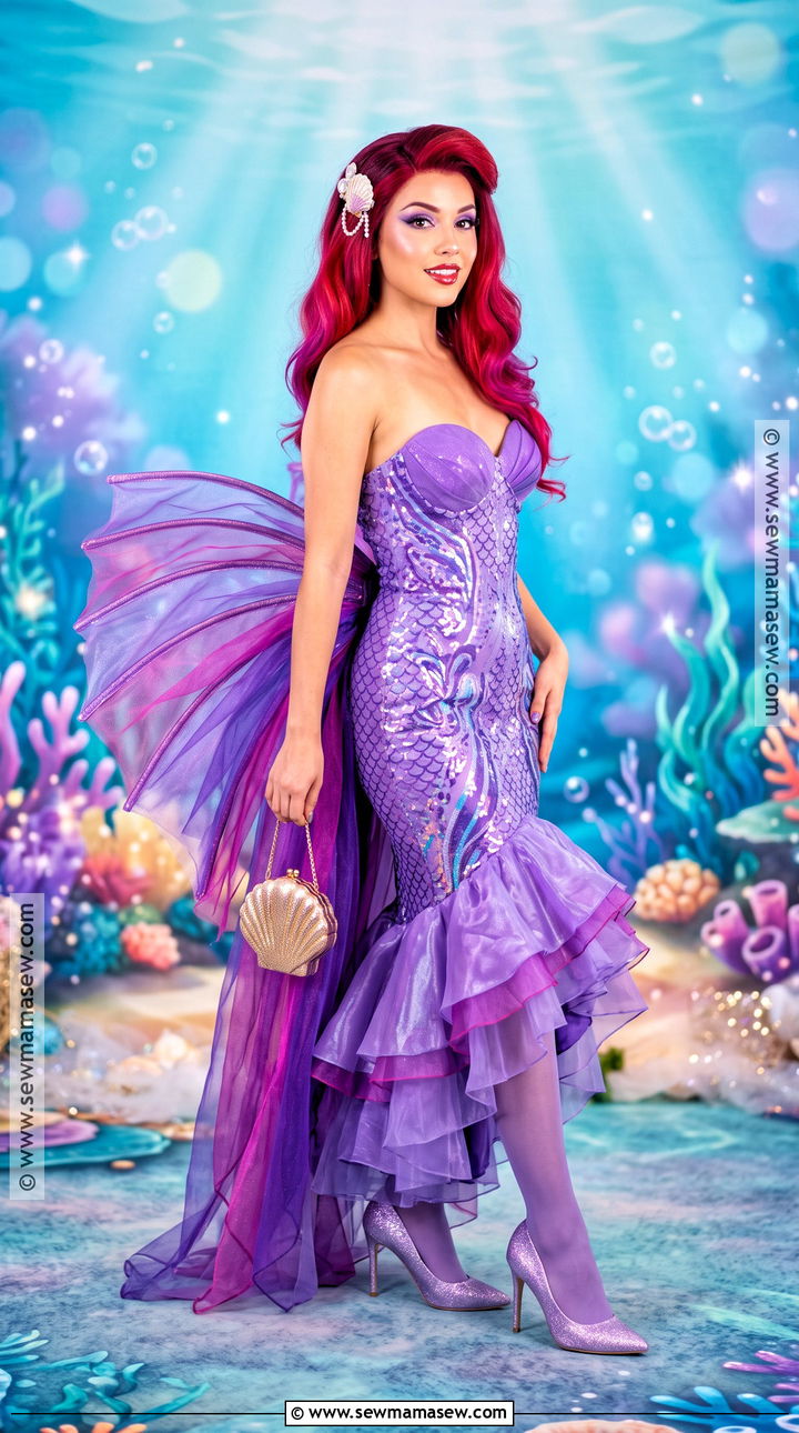 Classic Lola Costume With Purple Maxi Dress - 30 lola from shark tale costume ideas