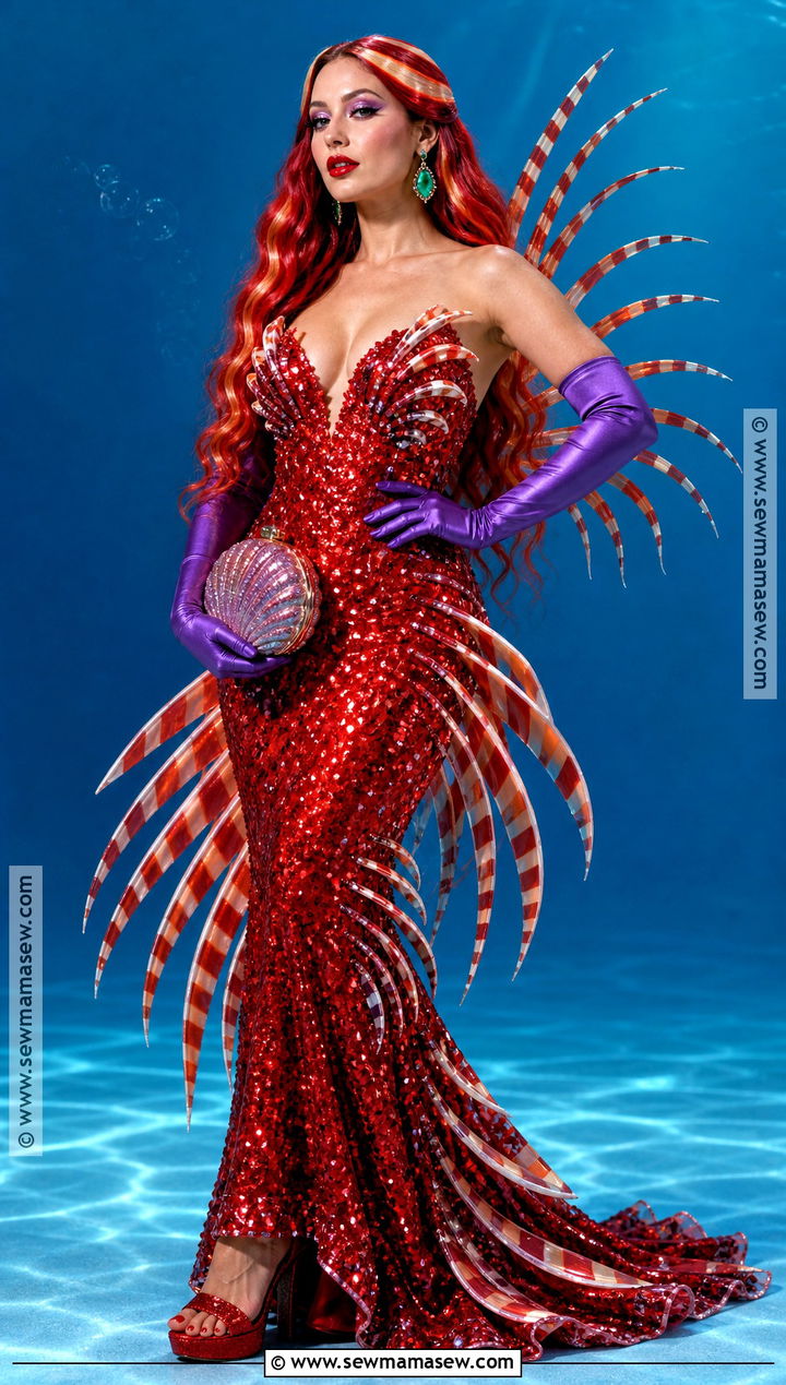 Classic Lola Shark Tale Costume With Red Mermaid Dress - 35 lola shark tale costume ideas