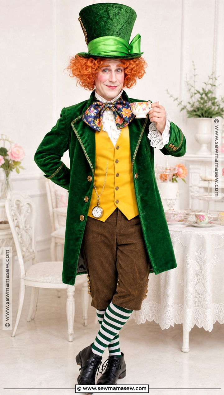 Classic Mad Hatter Costume With Green Top Hat - 50 mad hatter costume ideas