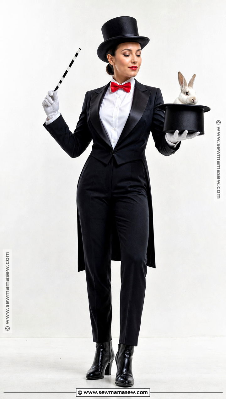 Classic Magician Costume With Black Tailcoat - 35 Magician Costume Ideas for Women