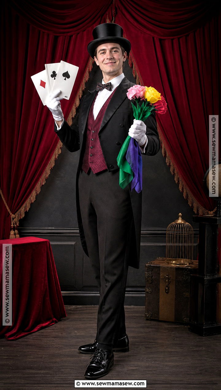Classic Magician Costume With Red Vest - 45 mens halloween costumes