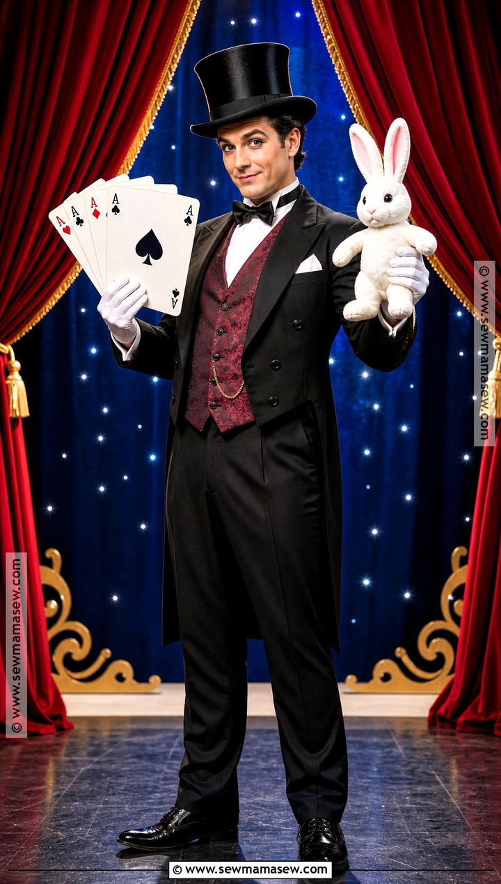 Classic Magician Costume With Red Vest - 30 halloween male costumes