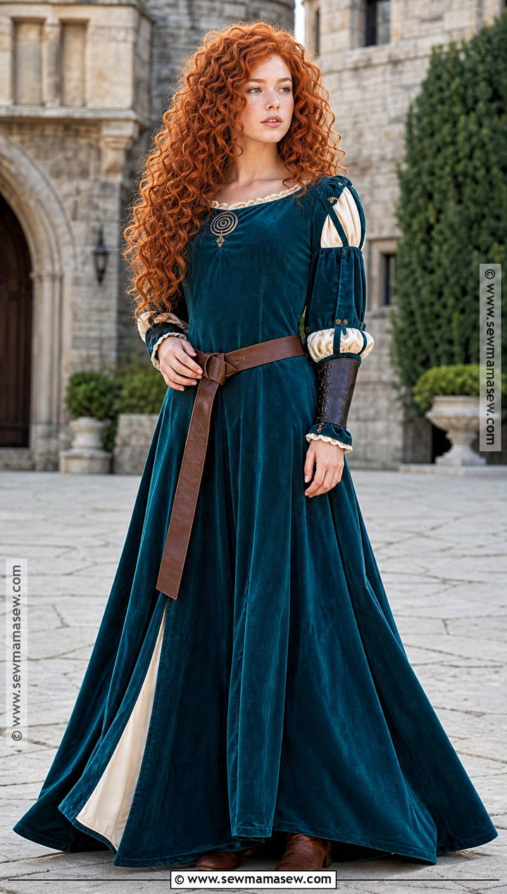 Classic Merida Costume With Teal Dress - 30 Merida Halloween Costume Ideas