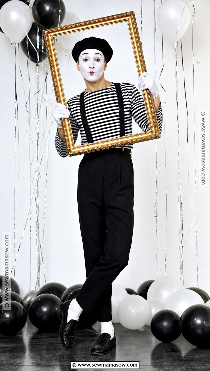 Classic Mime Costume With Striped Shirt - 30 halloween costume party ideas