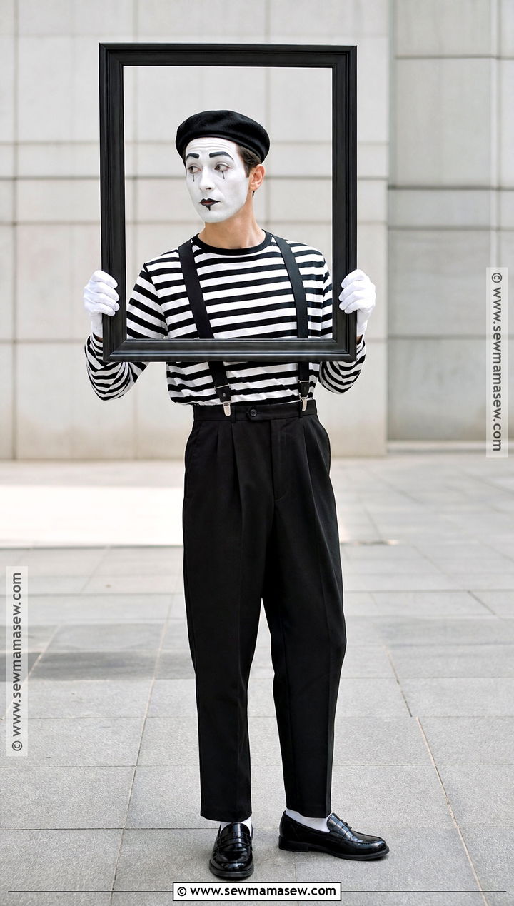 Classic Mime Costume With Striped Shirt - 30 Black And White Halloween Costume Ideas