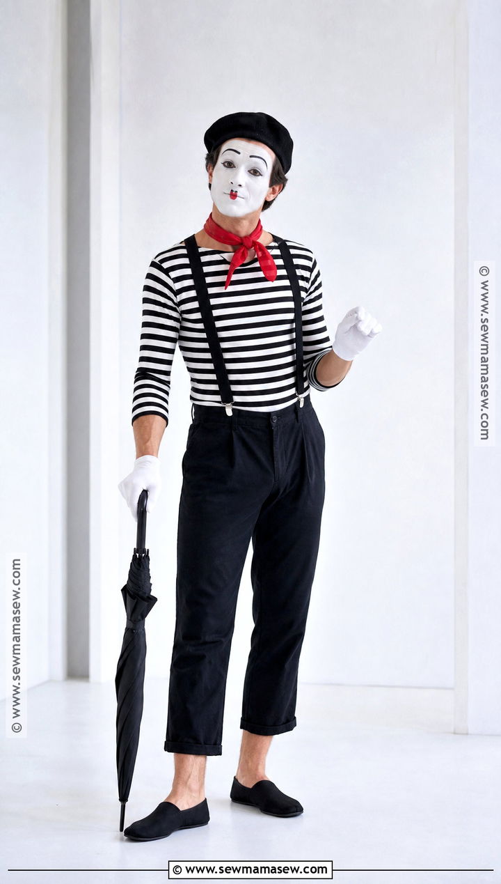 Classic Mime Costume With Striped Top - 40 good halloween costumes