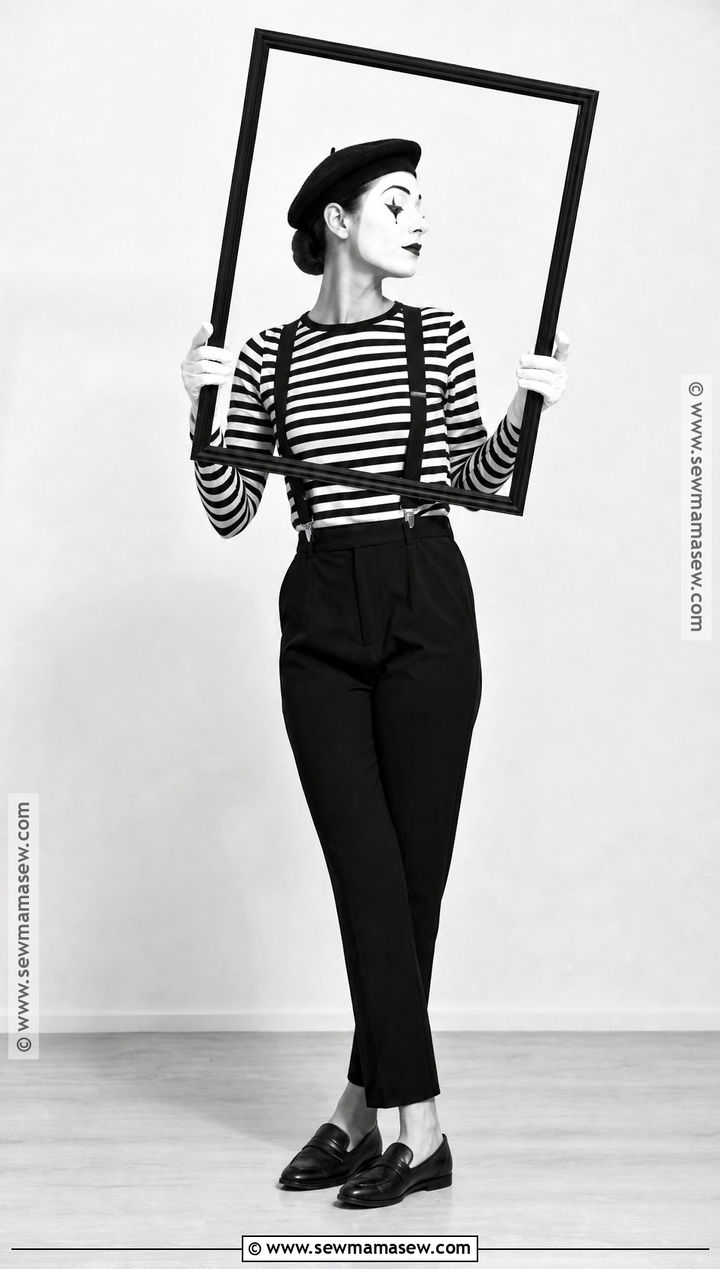 Classic Mime Costume With Striped Top - 35 basic halloween costume ideas