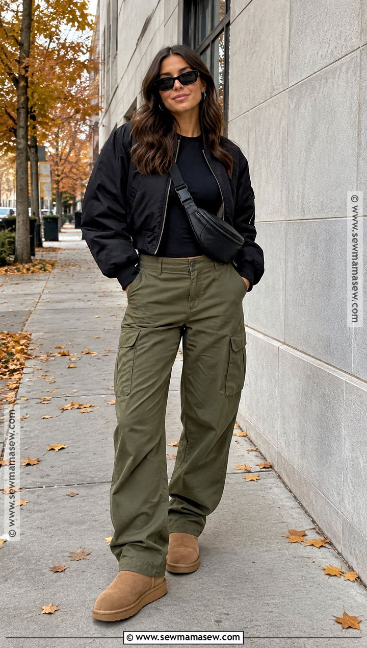 Classic Mini UGGs With Cargo Pants - 25 fall outfits uggs