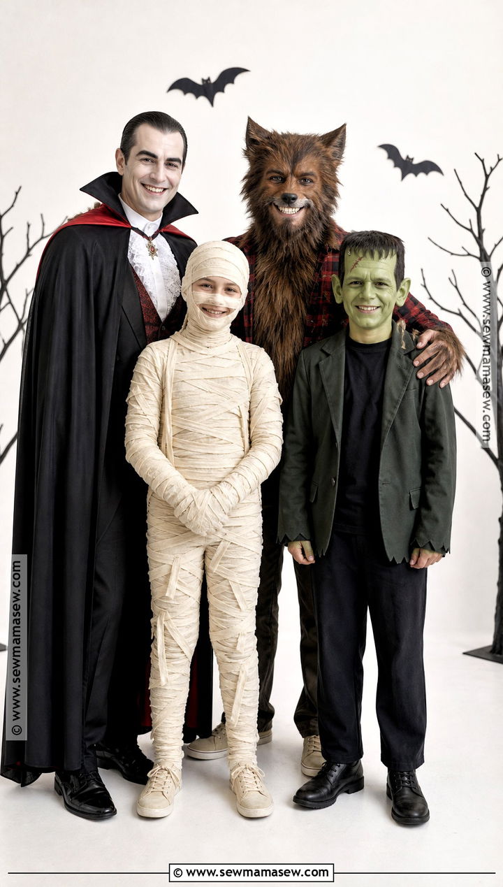Classic Monster Family Costume - 35 family of four halloween costumes