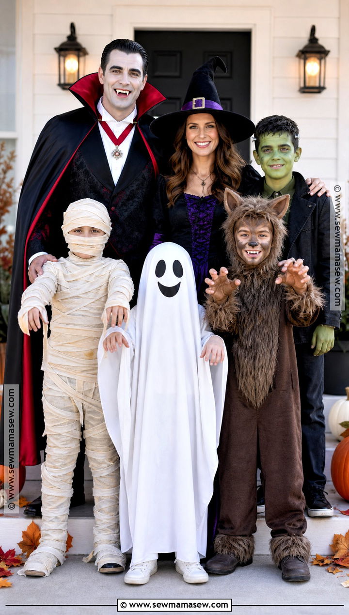Classic Monster Family Costume For Six - 30 family of 6 halloween costumes
