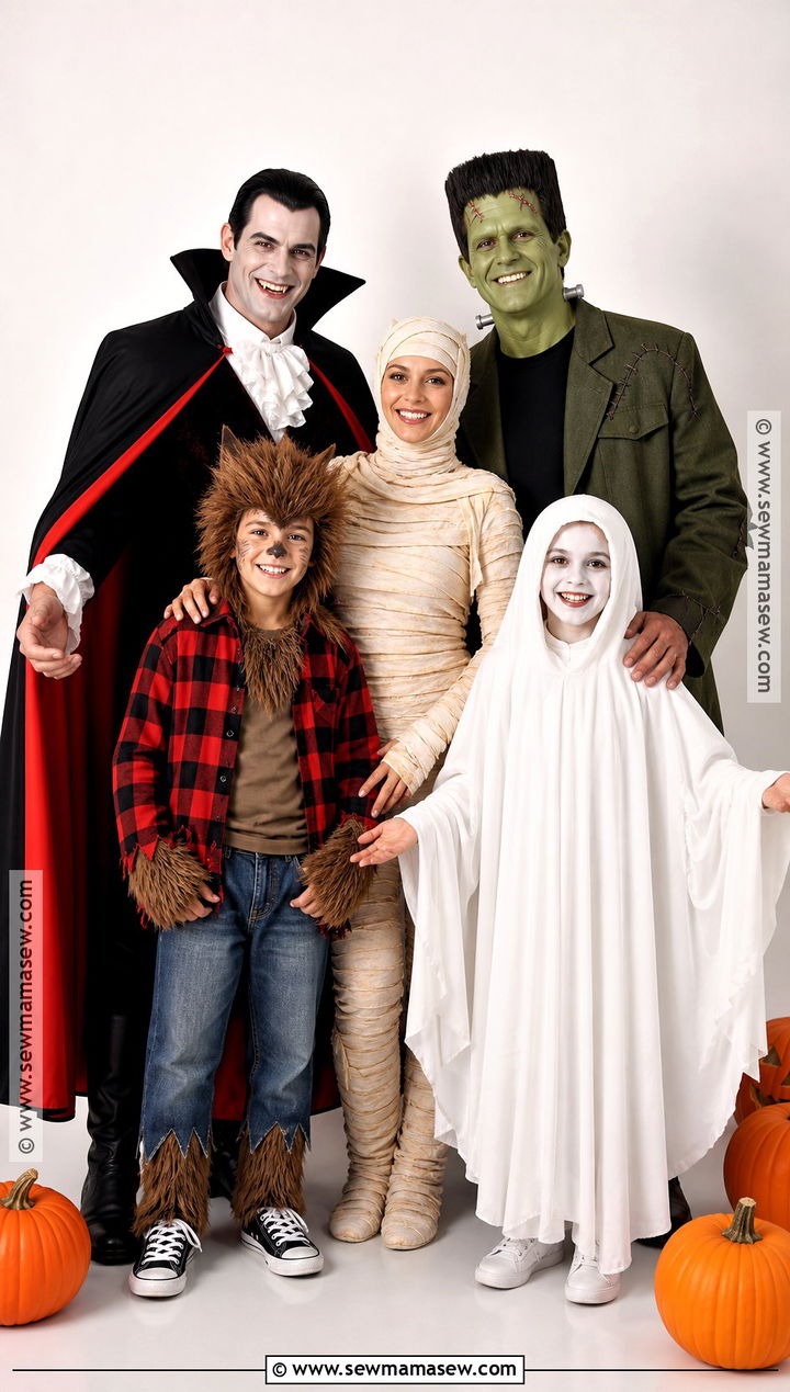 Classic Monsters Family Costume - 50 family halloween costumes