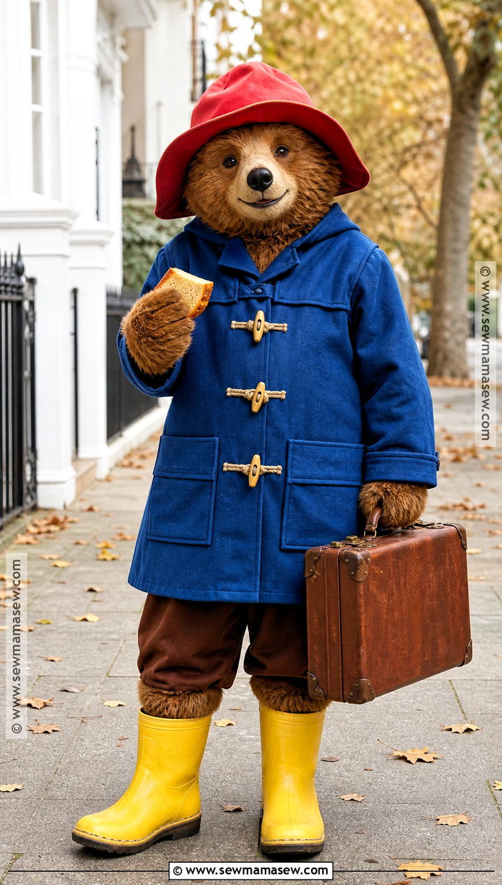 Classic Paddington Costume With Blue Duffle Coat - 35 paddington halloween costume ideas