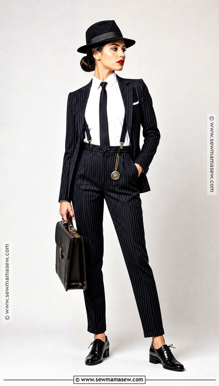 Classic Pinstripe Mafia Boss Costume - 35 Mafia Costume Ideas for Women
