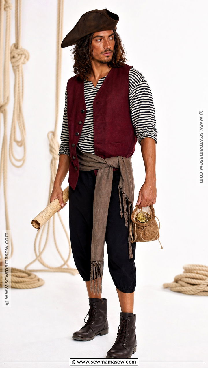 Classic Pirate Costume With Striped Shirt - 45 costumes ideas