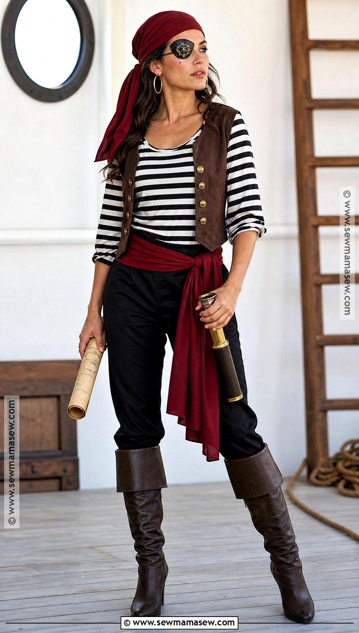 Classic Pirate Costume With Striped Shirt - 50 halloween costume ideas
