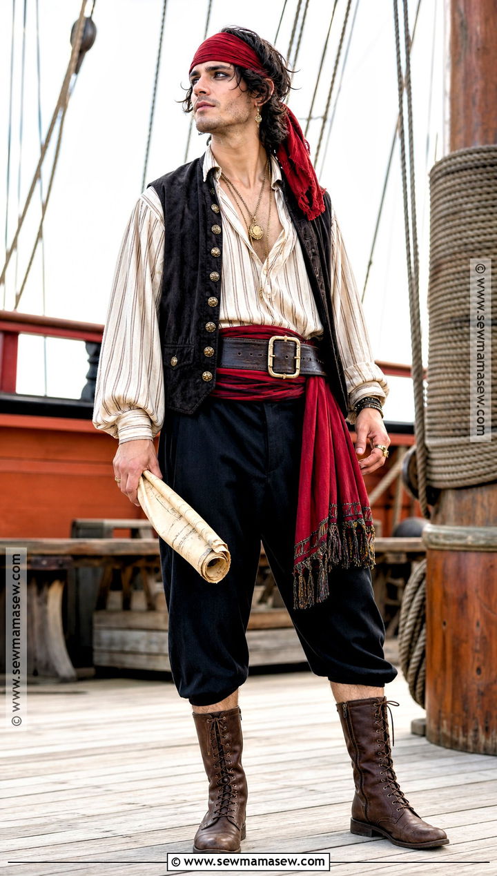 Classic Pirate Costume With Striped Shirt - 30 costume for halloween ideas