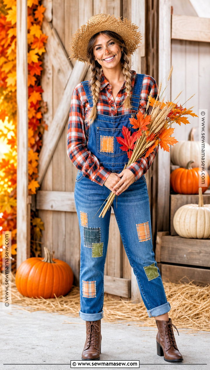 Classic Scarecrow Costume With Flannel Shirt - 35 Halloween Costumes Women Easy
