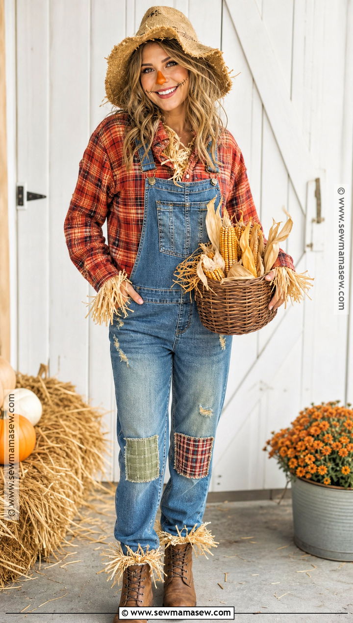 Classic Scarecrow Costume With Overalls - 35 Scare Crow Halloween Costume Ideas