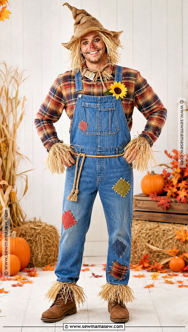 Classic Scarecrow Costume With Straw Hat - 50 men halloween costumes