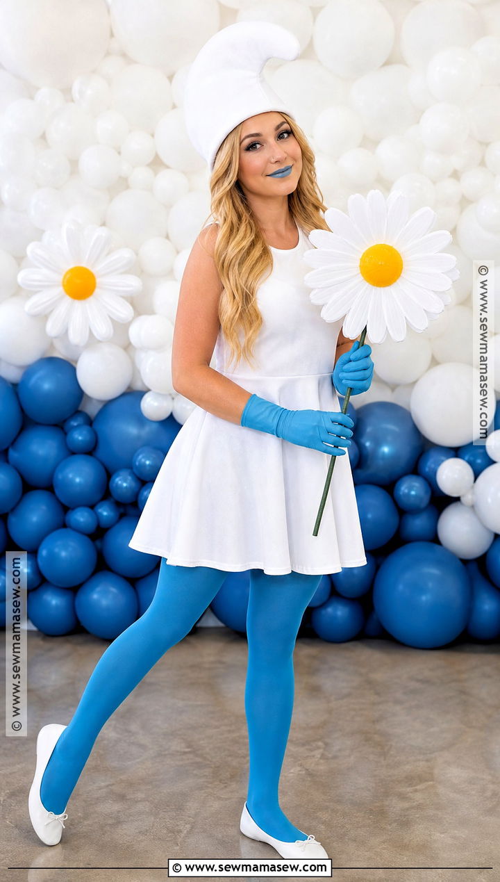 Classic Smurfette Costume With White Dress - 35 smurfette costume ideas
