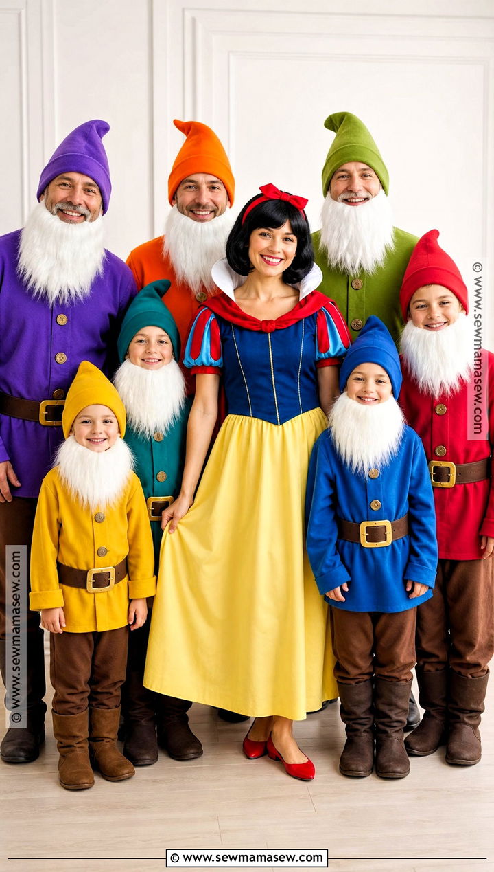Classic Snow White And Seven Dwarfs Family Costume - 30 snow white family costume ideas