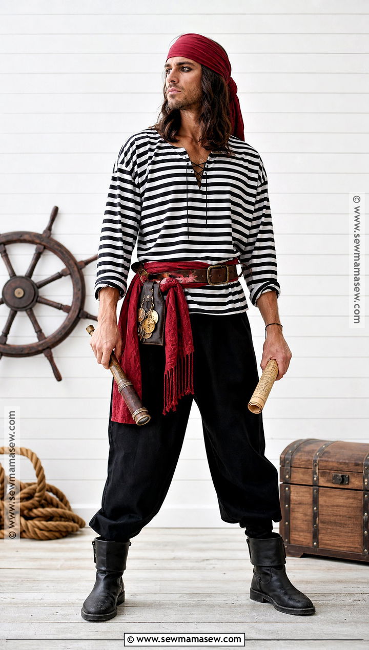 Classic Striped Shirt Pirate Costume - 30 last minute pirate costume ideas