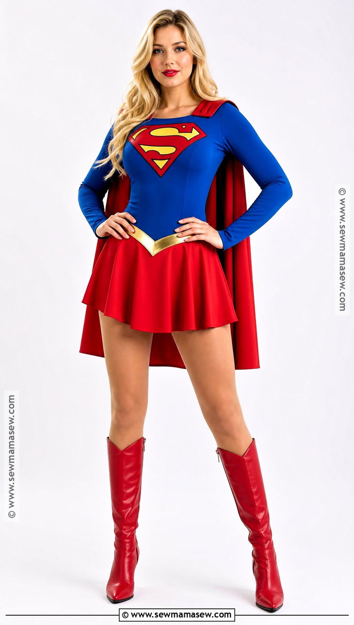 Classic Supergirl Costume With Red Skirt - 30 Super Girl Costume Ideas for Women