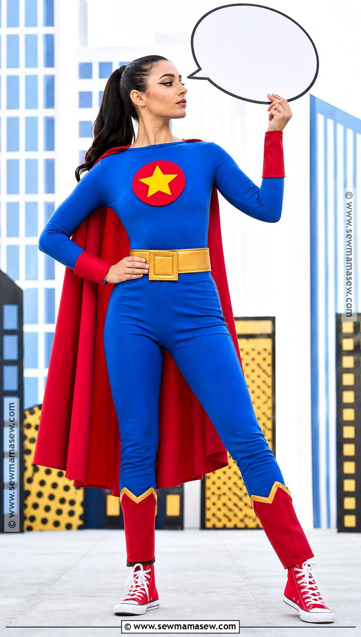 Classic Superhero Costume With Blue Cape - 30 costume for halloween ideas