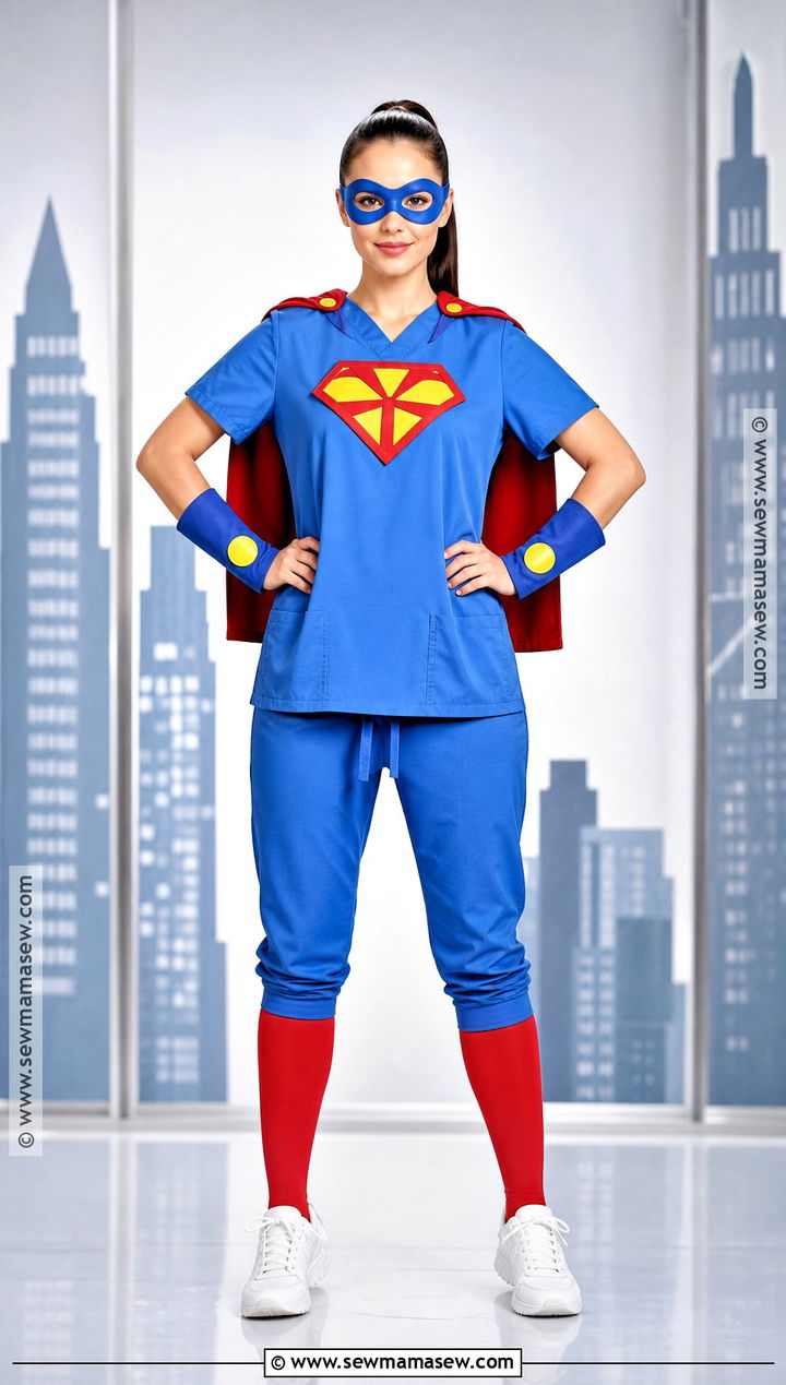 Classic Superhero Costume With Blue Scrubs - 30 scrubs halloween costume ideas