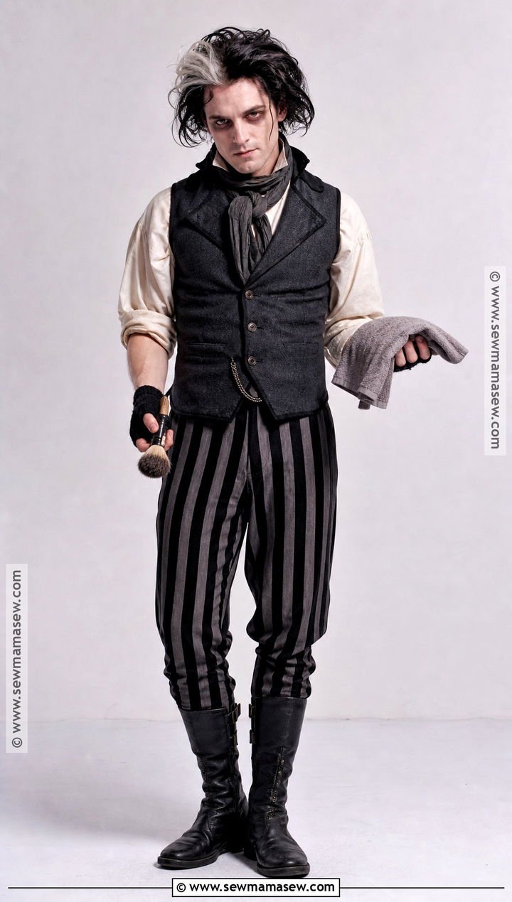 Classic Sweeney Todd Costume With Striped Pants - 30 Sweeney Todd Costume Ideas