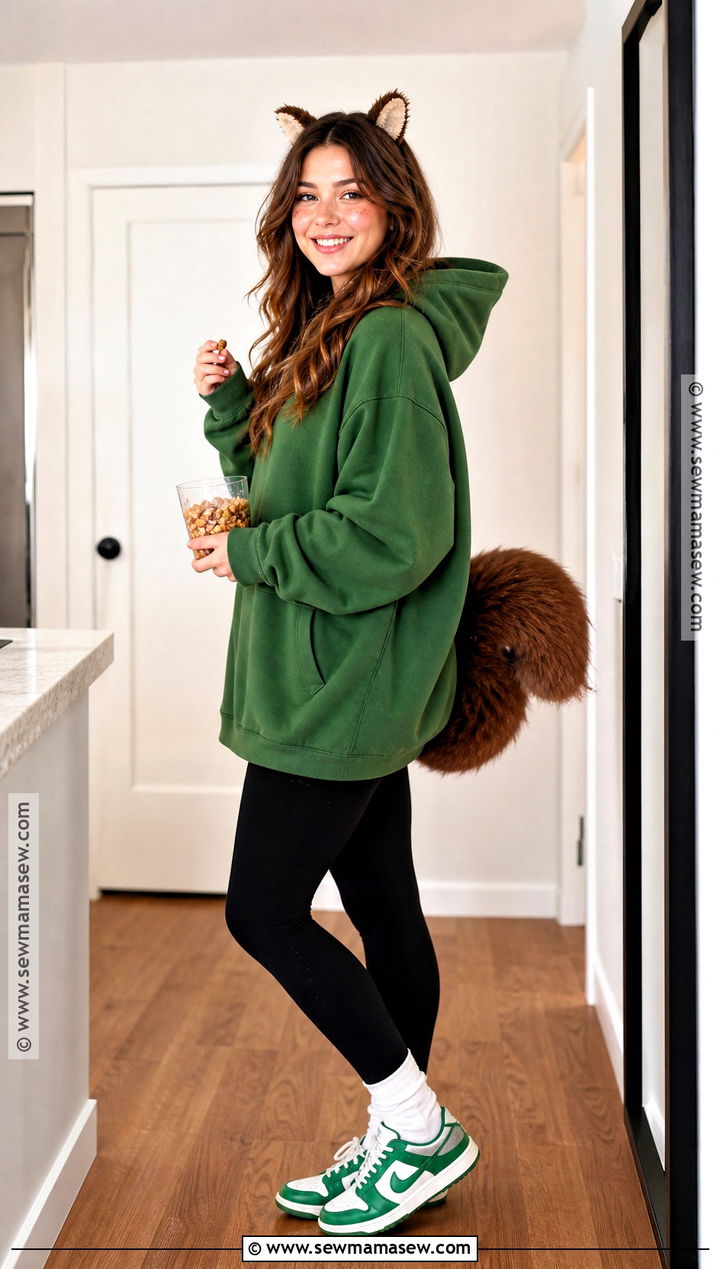 Classic Theodore Costume With Green Hoodie - 35 Alvin And The Chipmunks Costume Ideas for Women