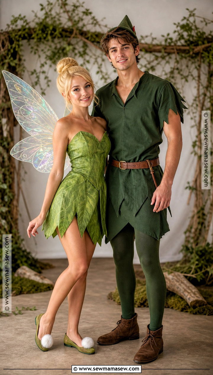 Classic Tinker Bell And Peter Pan Couple Costume - 30 tinker bell and peter pan costume ideas