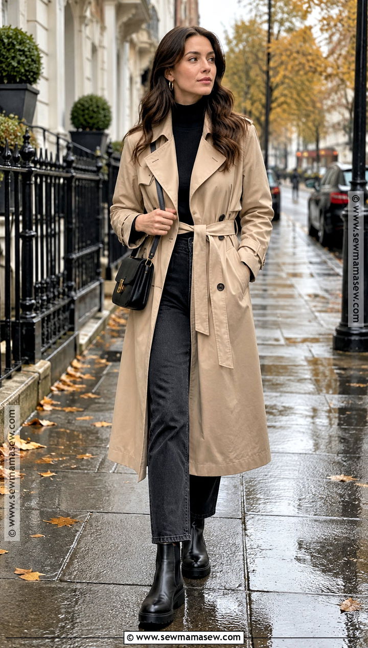 Classic Trench Coat Rainy Autumn Outfit - 20 rainy day autumn outfit ideas