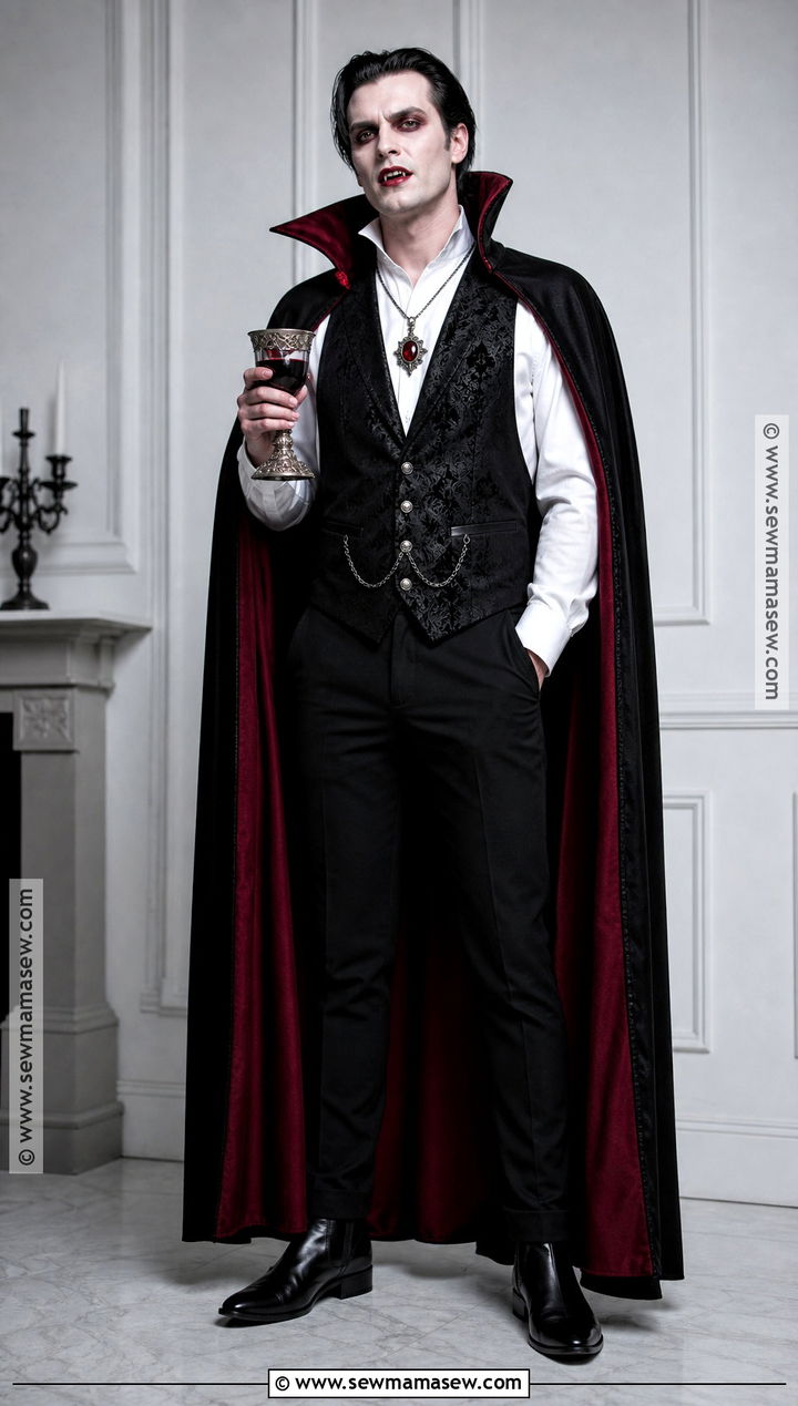 Classic Vampire Costume With Black Cape - 45 scary costumes