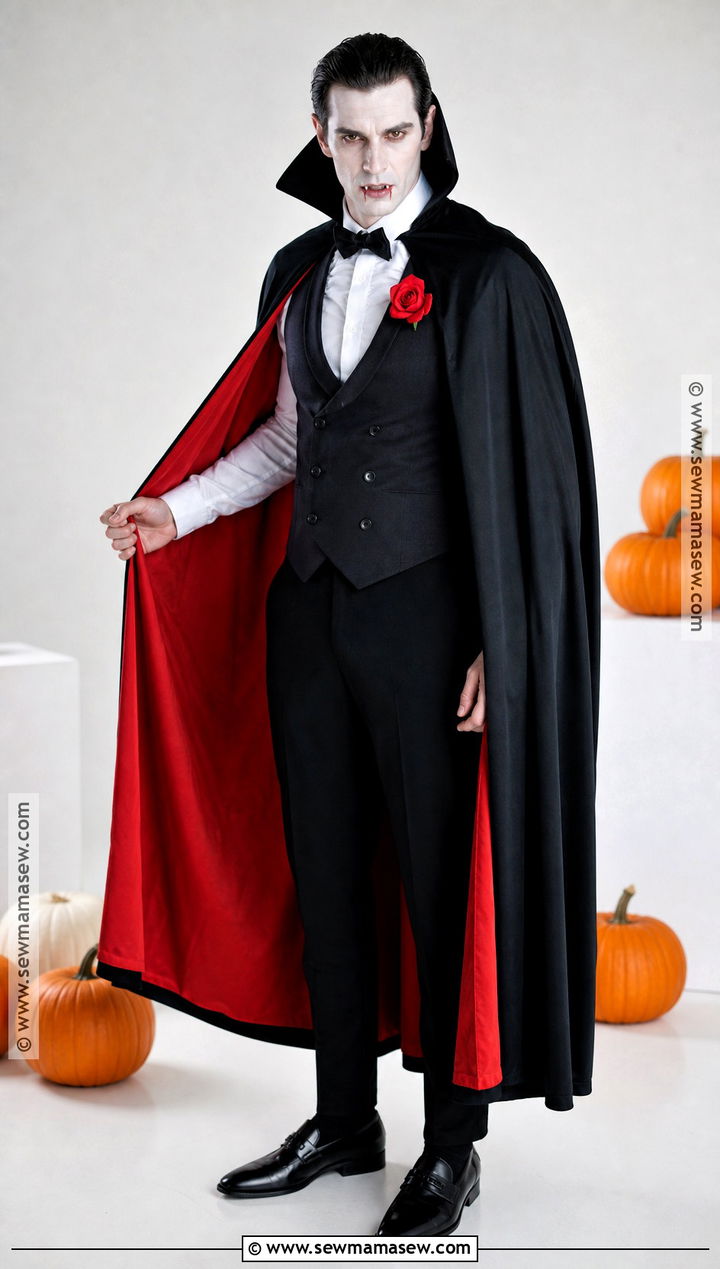 Classic Vampire Costume With Black Cape - 50 men halloween costumes