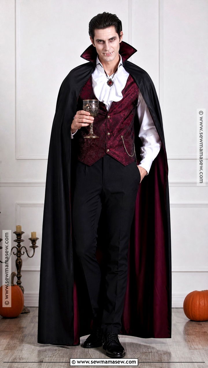 Classic Vampire Costume With Black Cape - 50 scary halloween costume ideas
