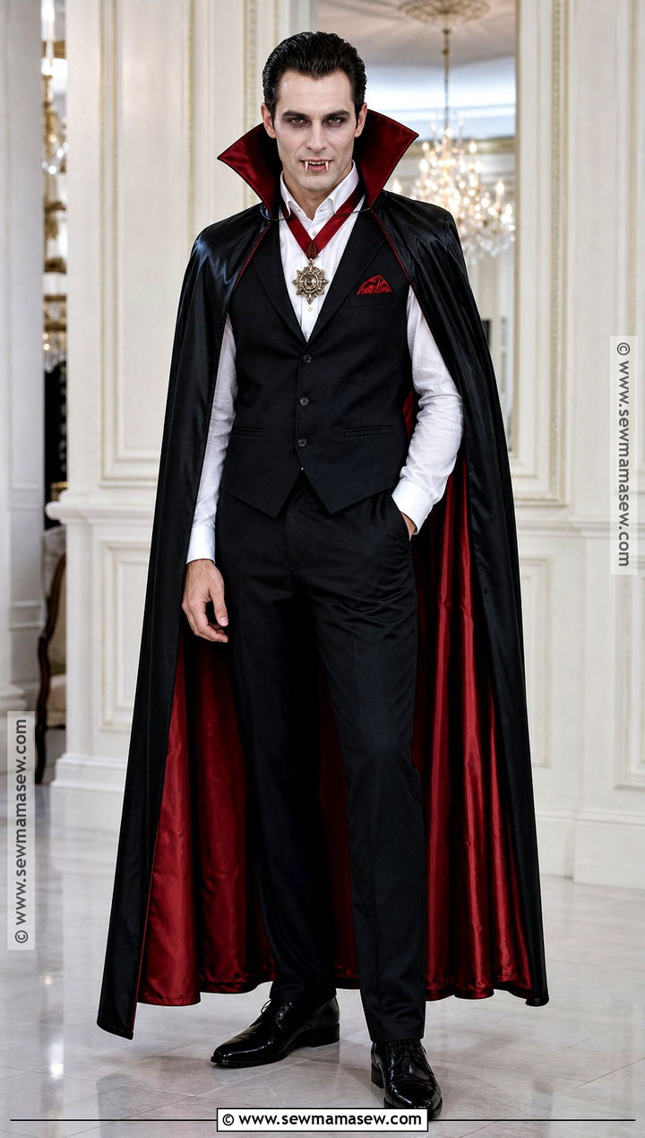 Classic Vampire Costume With Black Cape - 30 Simple Halloween Costumes for Men