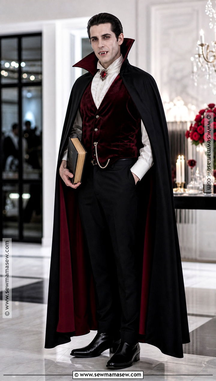Classic Vampire Costume With Black Cape - 35 halloween costumes male