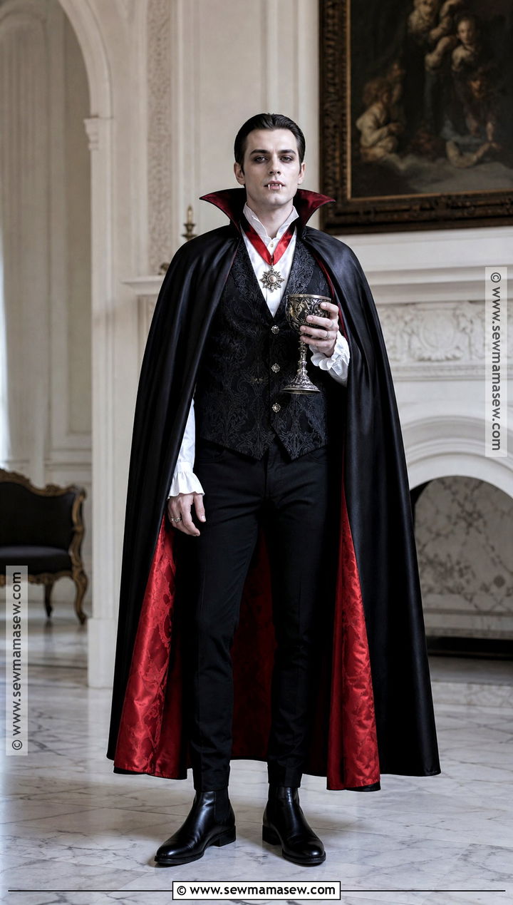 Classic Vampire Costume With Black Cape - 45 Halloween Costumes for Men