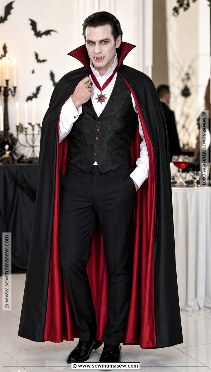 Classic Vampire Costume With Black Cape - 45 mens halloween costumes